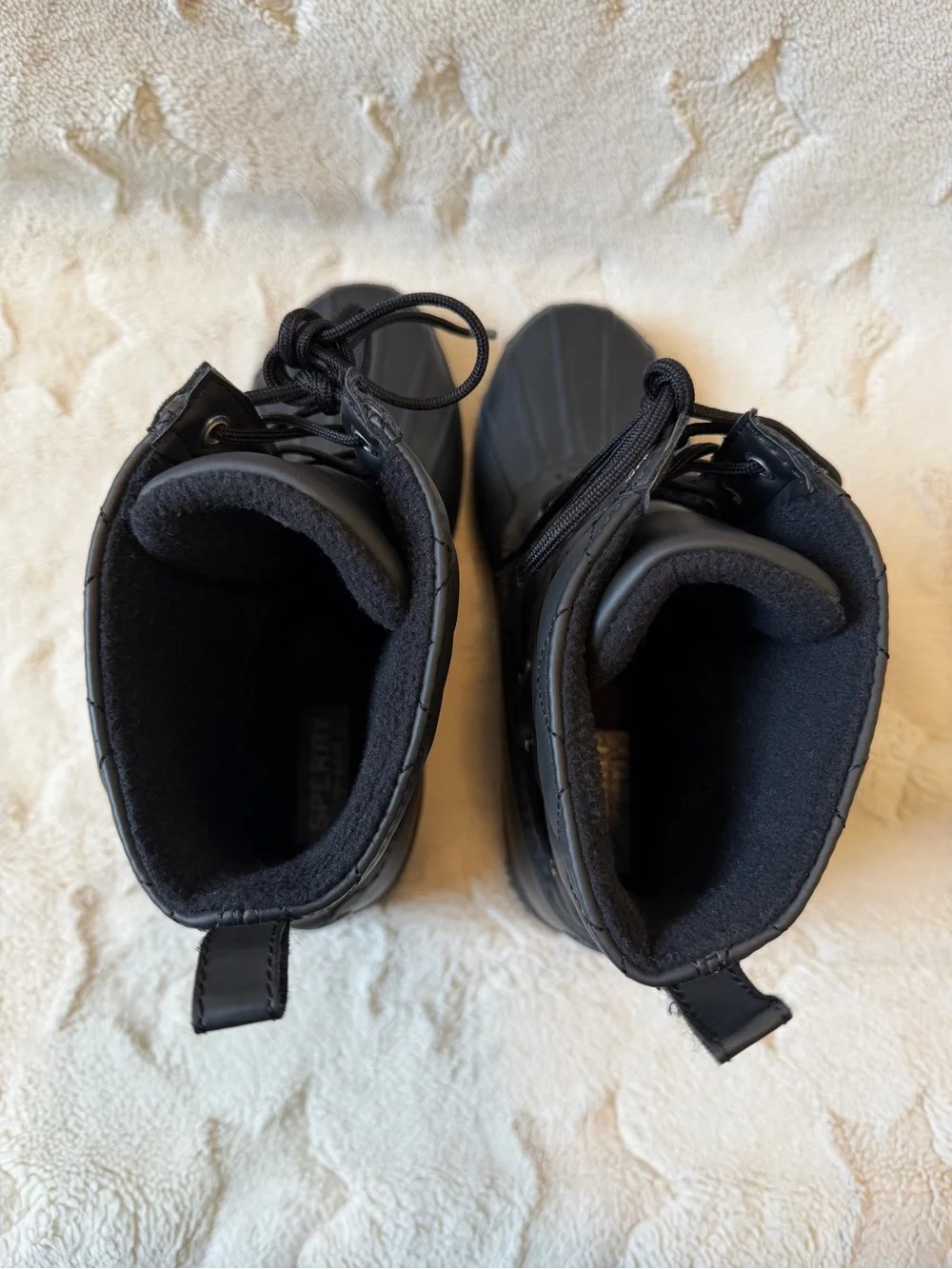 EUC Sperry Gosling Black Quilted Waterproof Duck Winter Boots